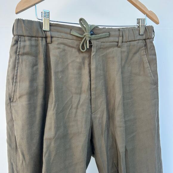 Todd Snyder Men’s Chambray Traveler Suit Trousers Drawstring Linen Pants Green M - Picture 5 of 10